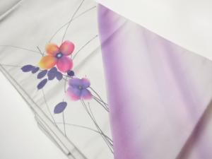 作家物　手描き花葉模様名古屋帯